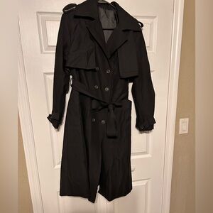 Black Double-Breasted Trench Coat Size Large